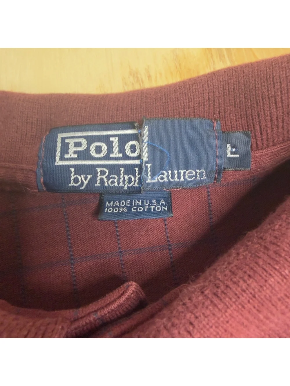 Vintage Polo by Ralph Lauren Long Sleeve Windowpane Checkered Polo Shirt Size L
